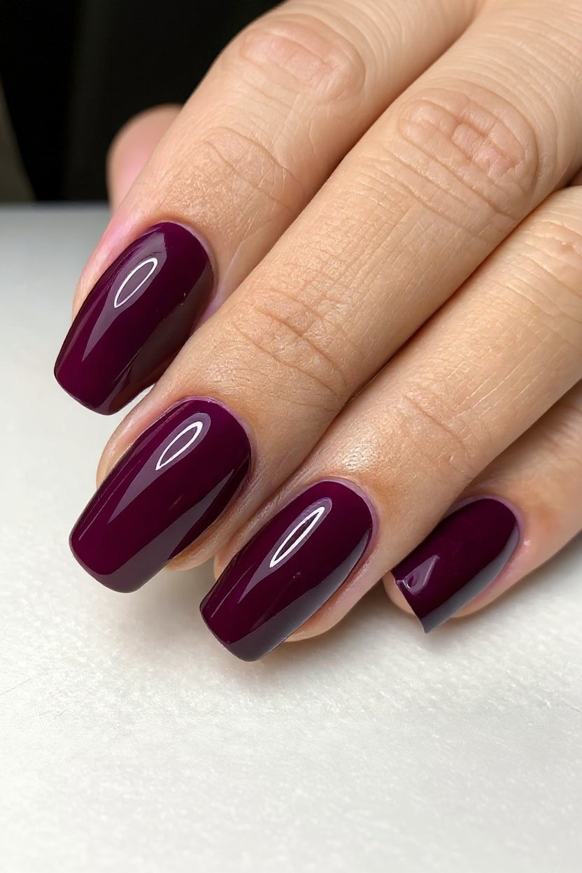 7. Deep Plum Ultra-Gloss - autumn nail ideas