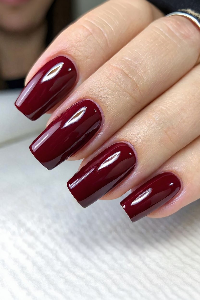 16. Deep Cranberry Glass Shine - autumn nail ideas