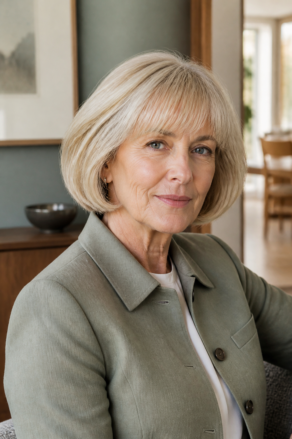 Rounded Bangs hairstyle shown in a realistic hair-focused editorial view