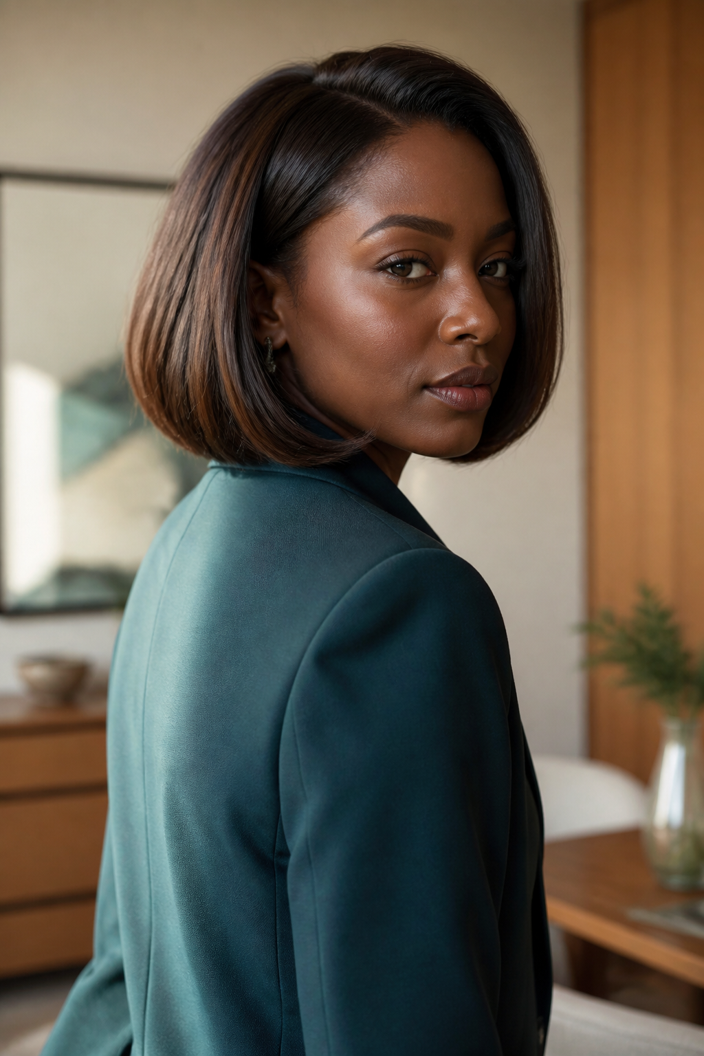 Expensive Espresso hairstyle shown in a realistic hair-focused editorial view