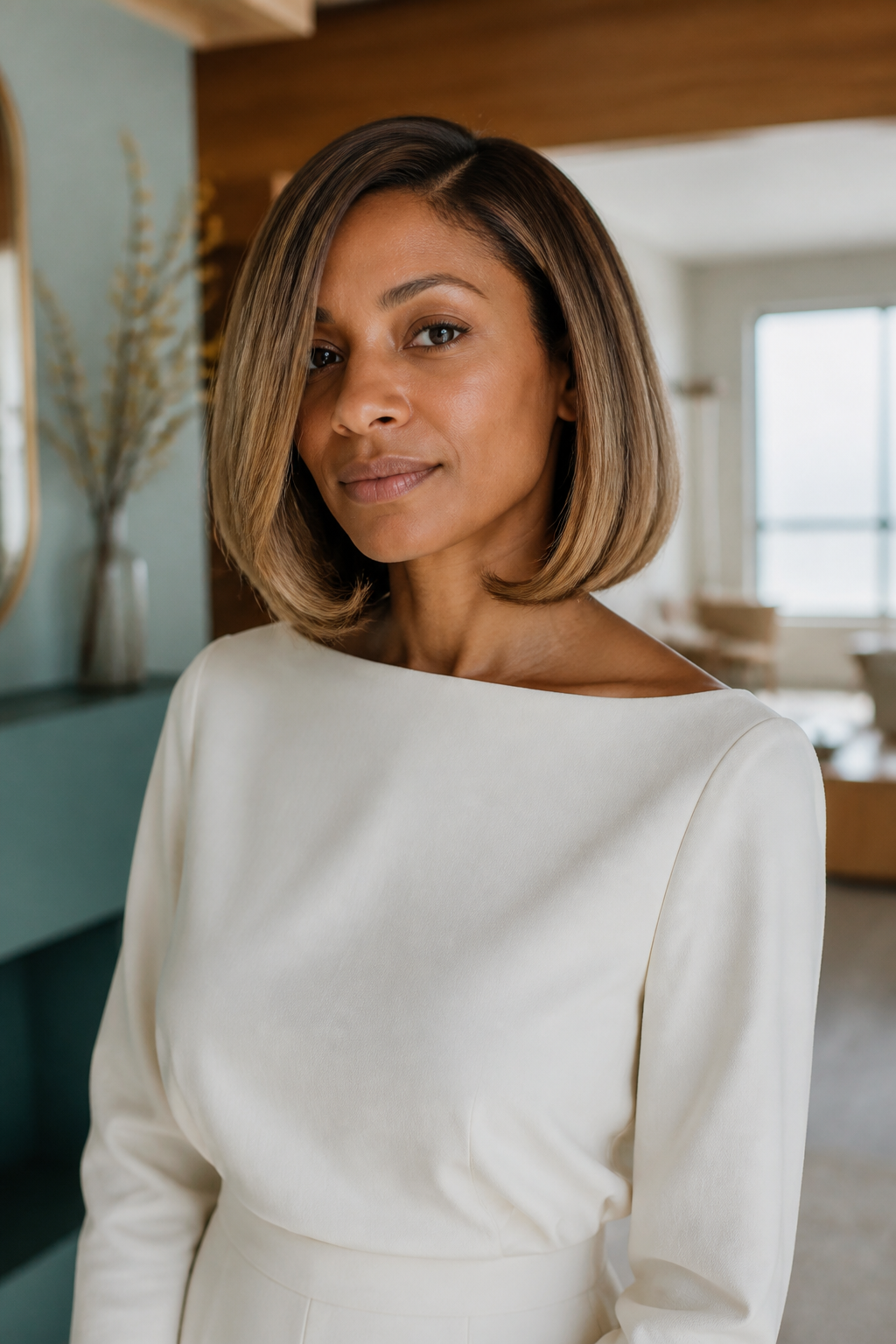 Luxe Blonde hairstyle shown in a realistic hair-focused editorial view