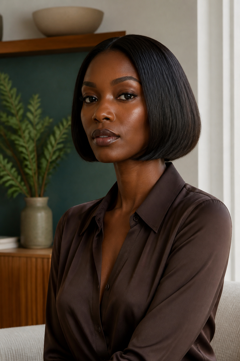 Sleek Shine hairstyle shown in a realistic hair-focused editorial view