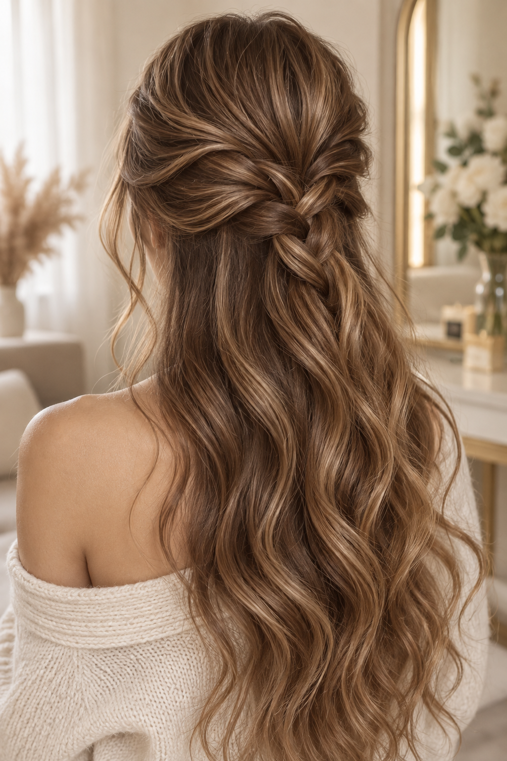 everyday hairstyles for long hair: half-up twist