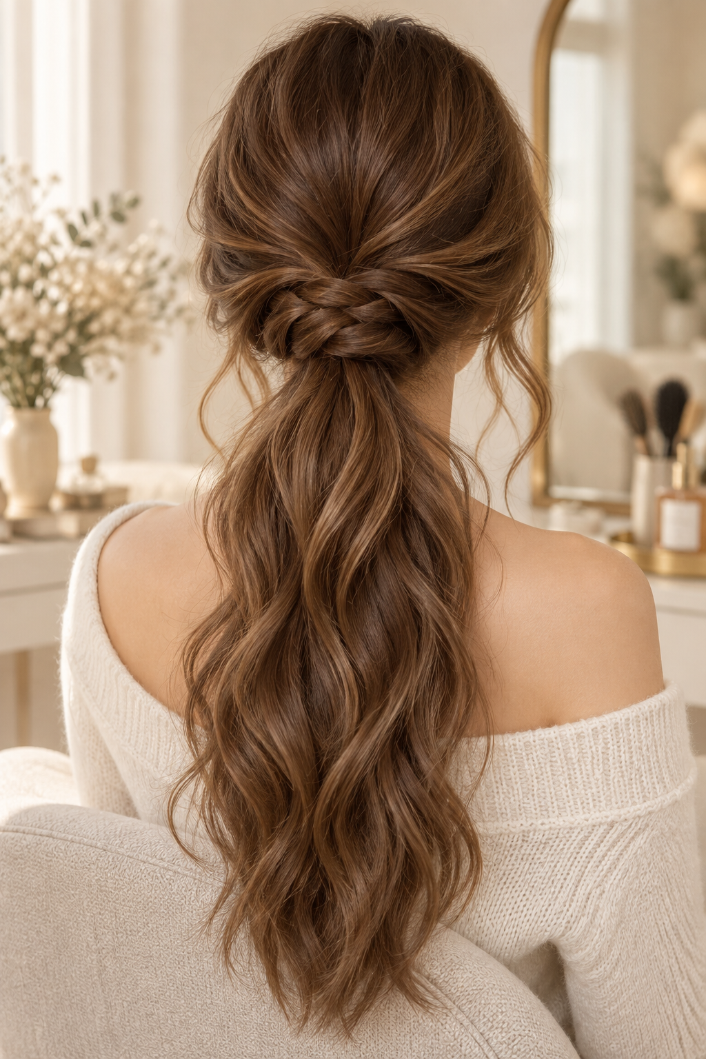 everyday hairstyles for long hair: bubble ponytail