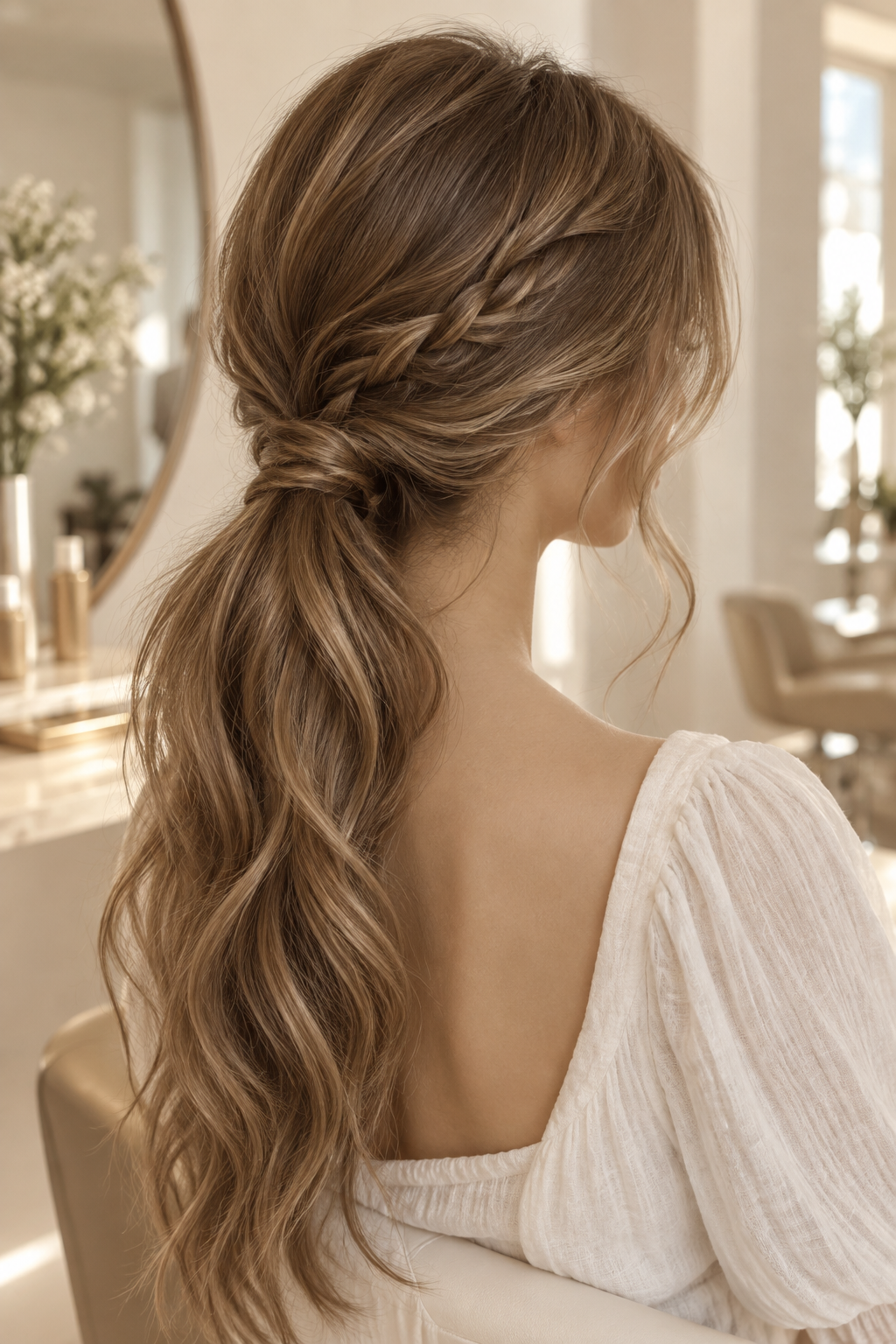 everyday hairstyles for long hair: half-up braided crown