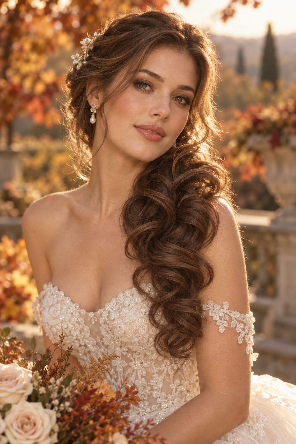 fall mother of the bride hairstyles: side-swept curls
