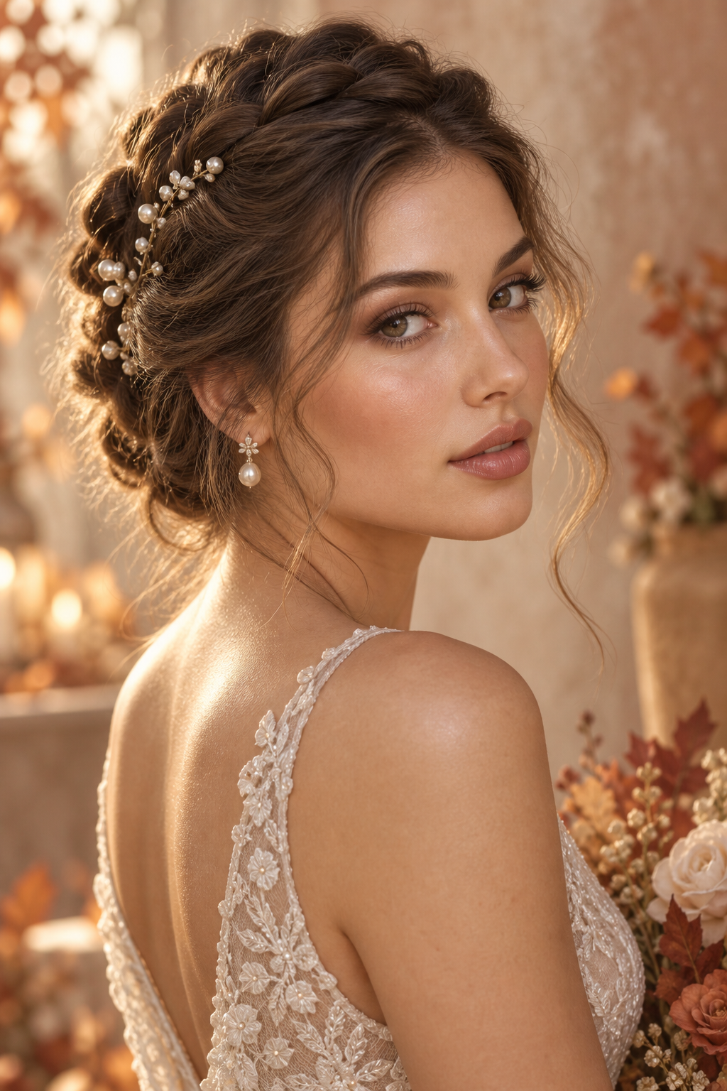 fall mother of the bride hairstyles: romantic braided updo