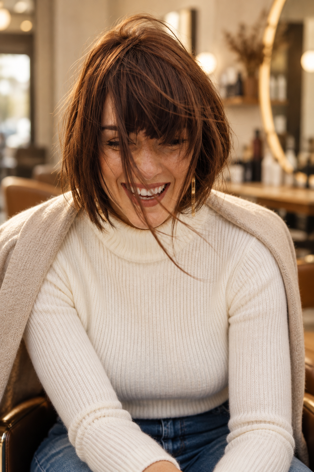 fall bob hairstyles for plus size women: textured chin-length bob