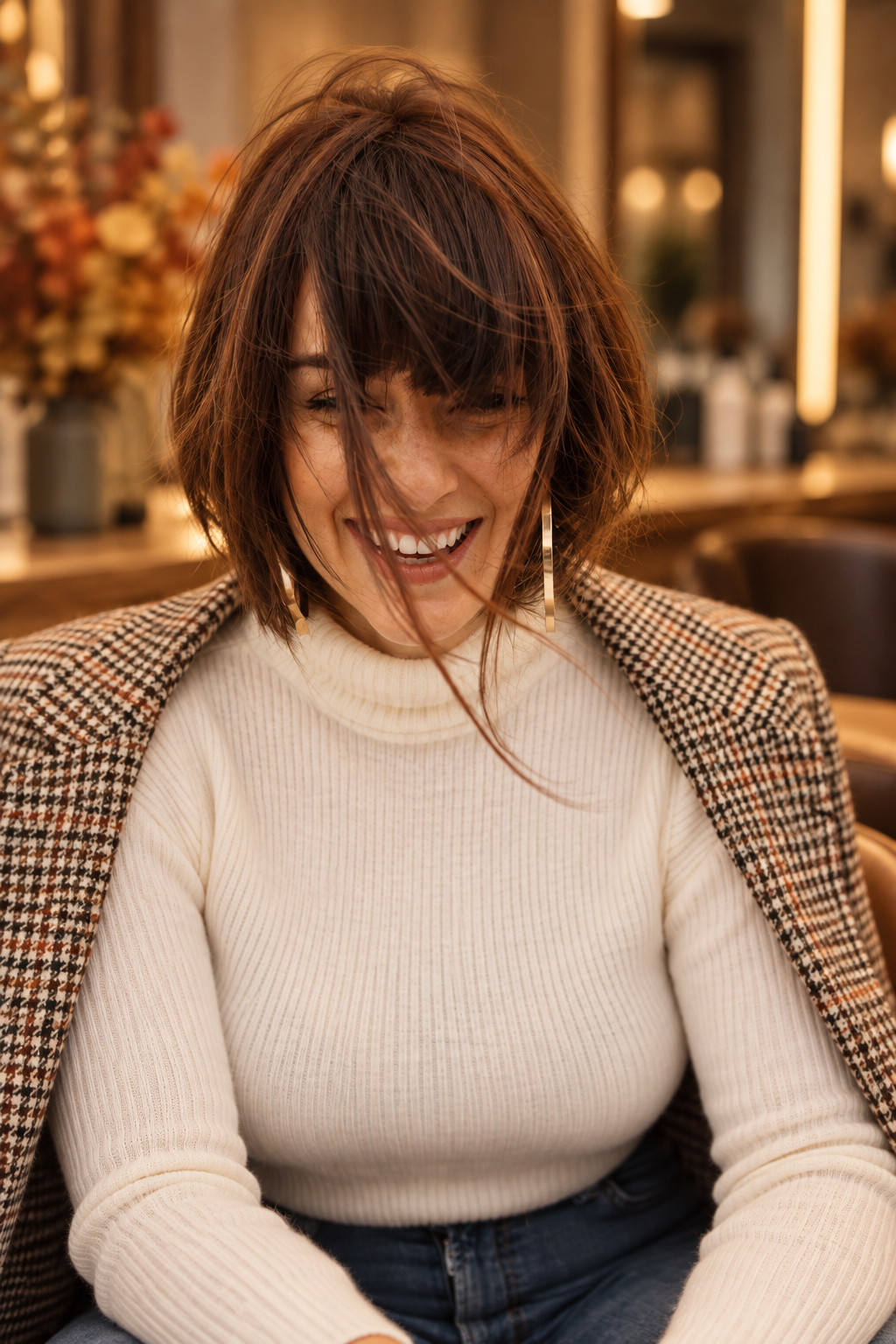 fall bob hairstyles for plus size women: side-parted bob