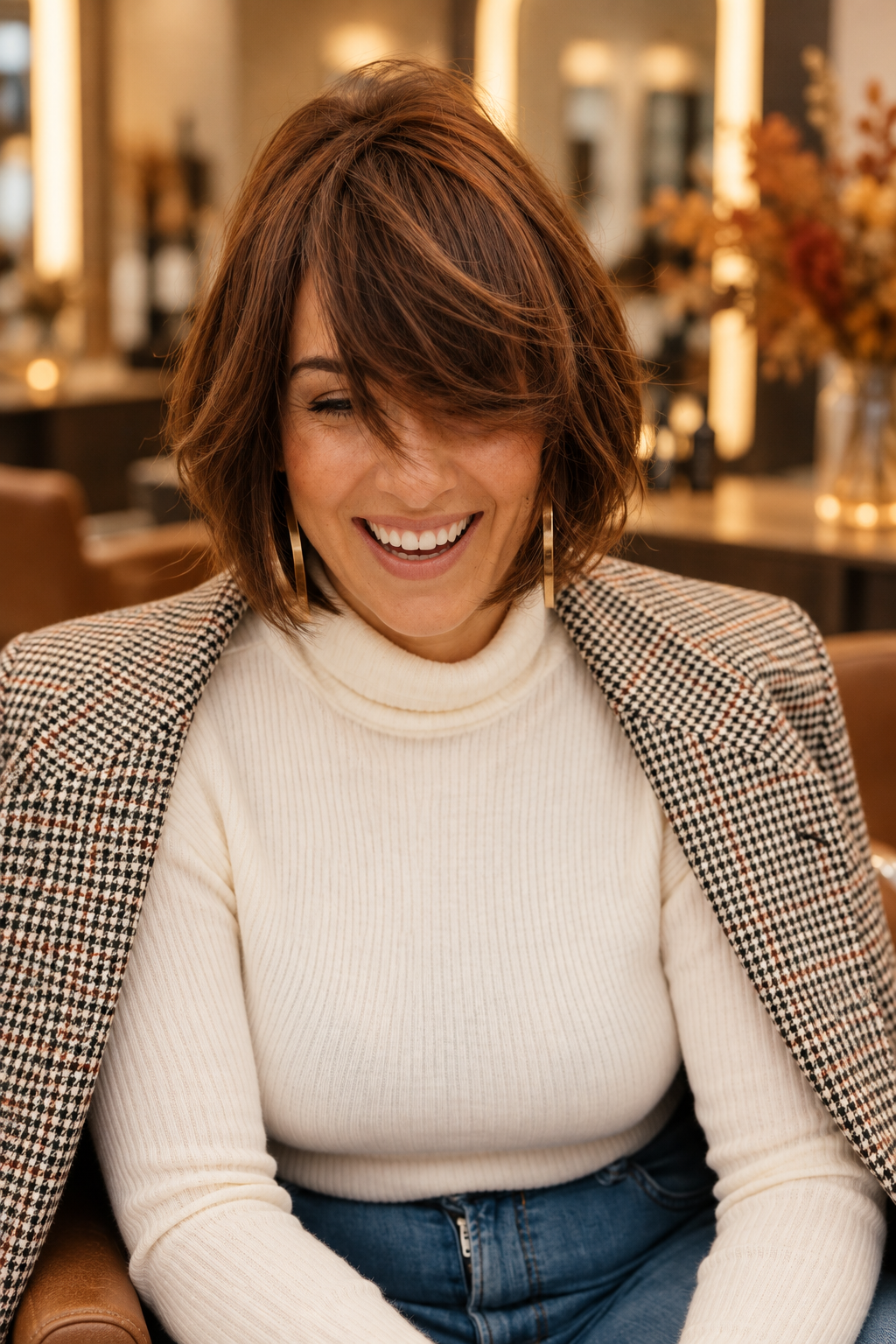 fall bob hairstyles for plus size women: wavy shoulder-grazing bob