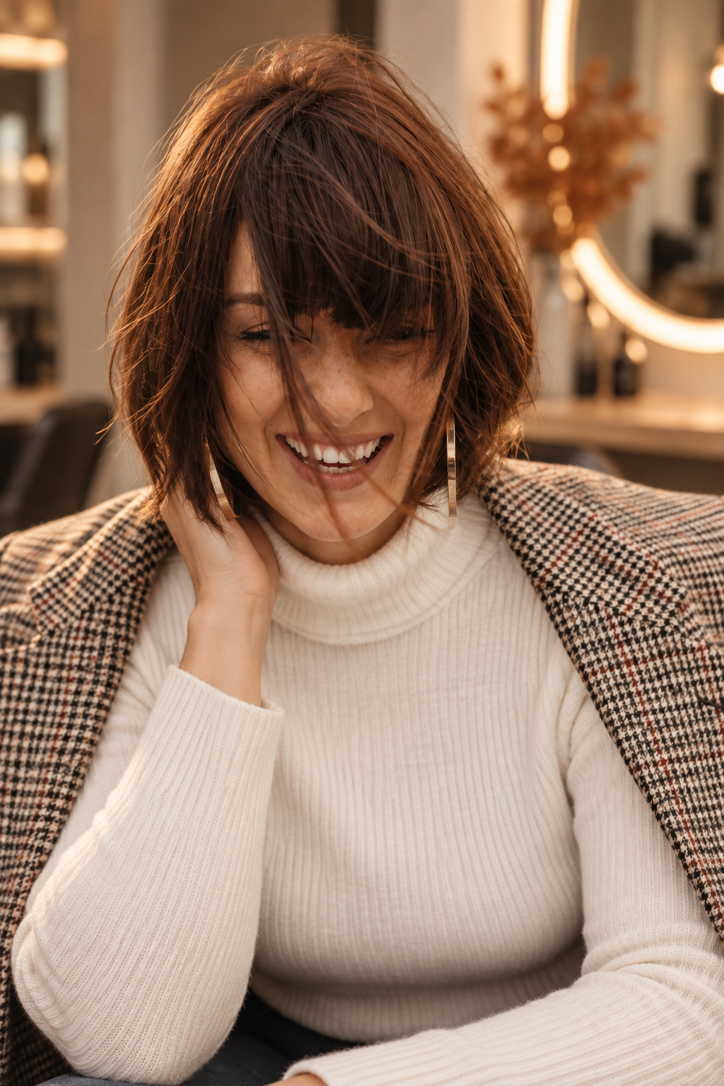 fall bob hairstyles for plus size women: face-framing bob