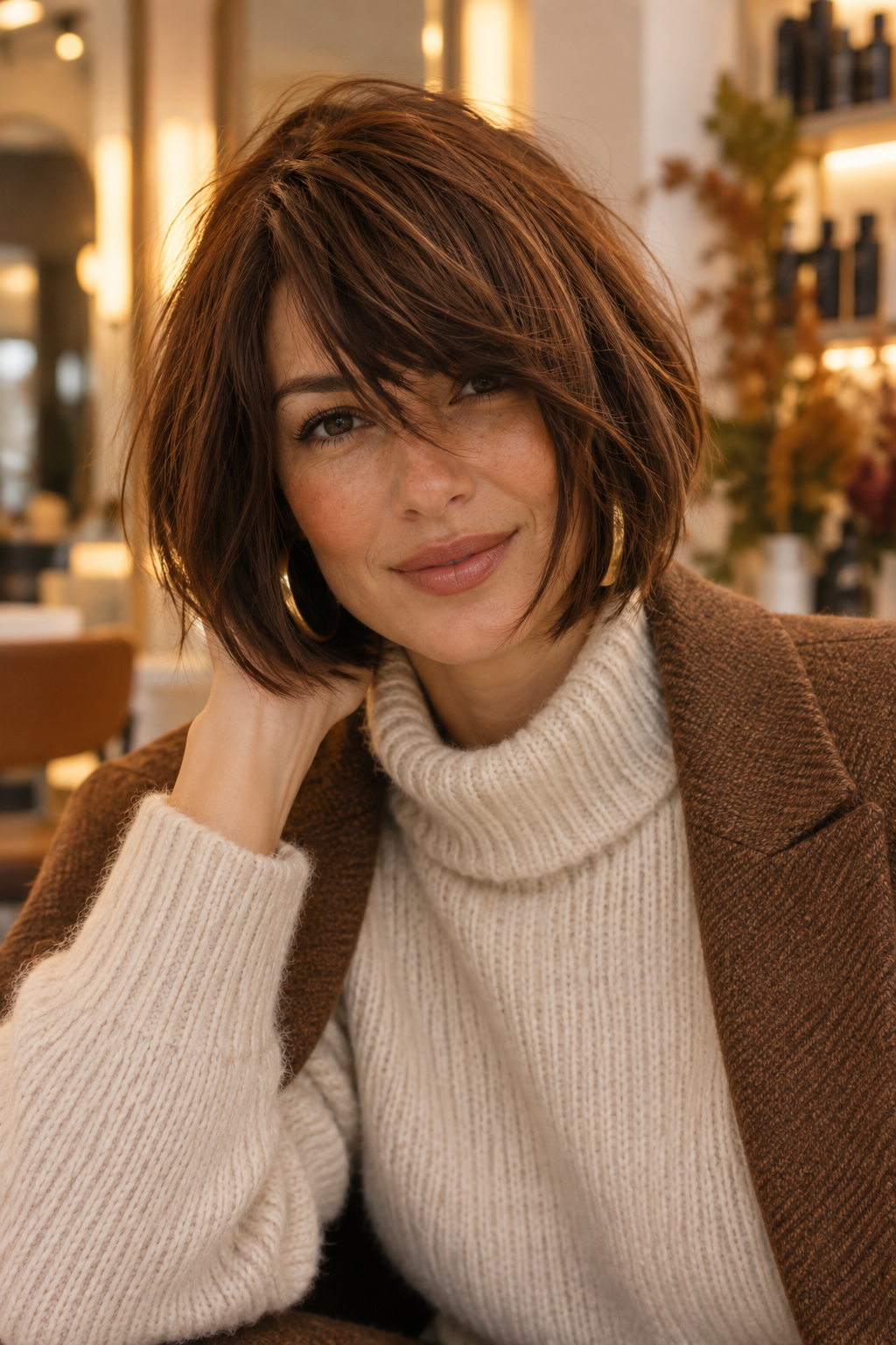 fall bob hairstyles for plus size women: tousled shag bob