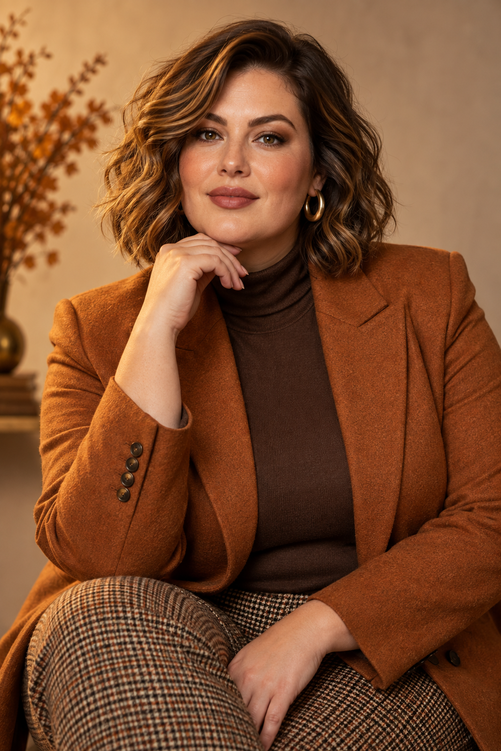 fall bob hairstyles for plus size women: shoulder-length wavy bob