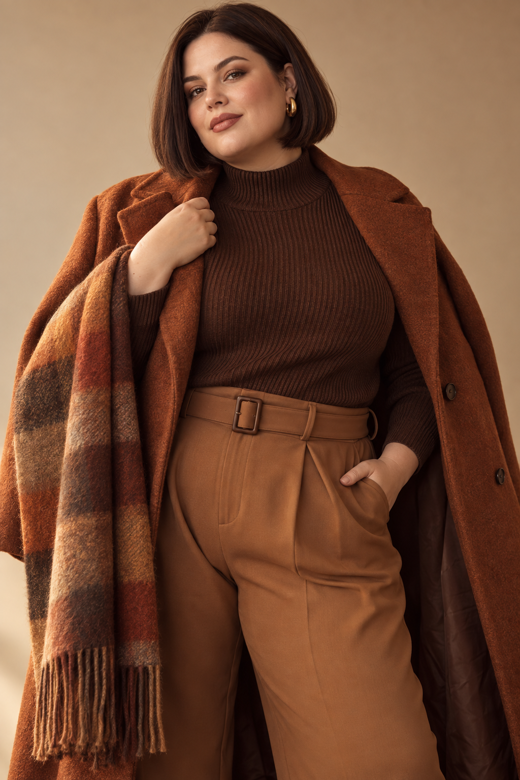 fall bob hairstyles for plus size women: espresso blunt bob