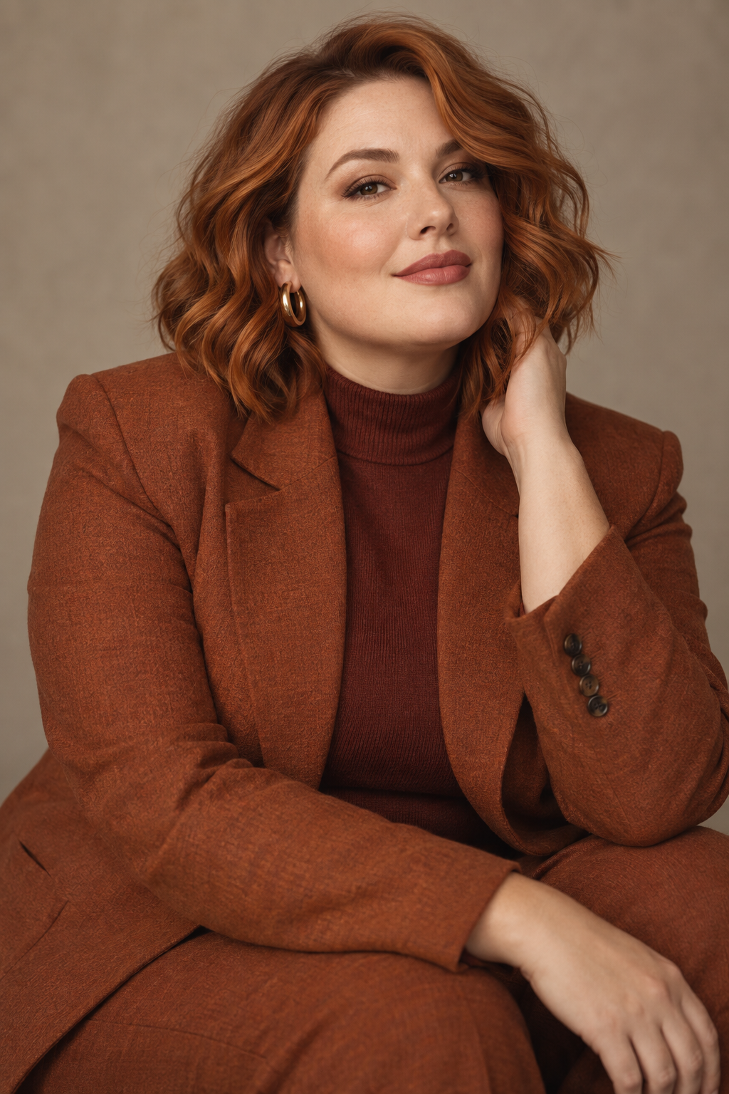fall bob hairstyles for plus size women: copper wavy bob