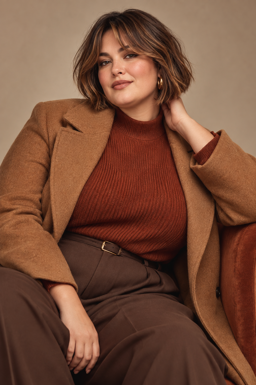 fall bob hairstyles for plus size women: bob with curtain bangs