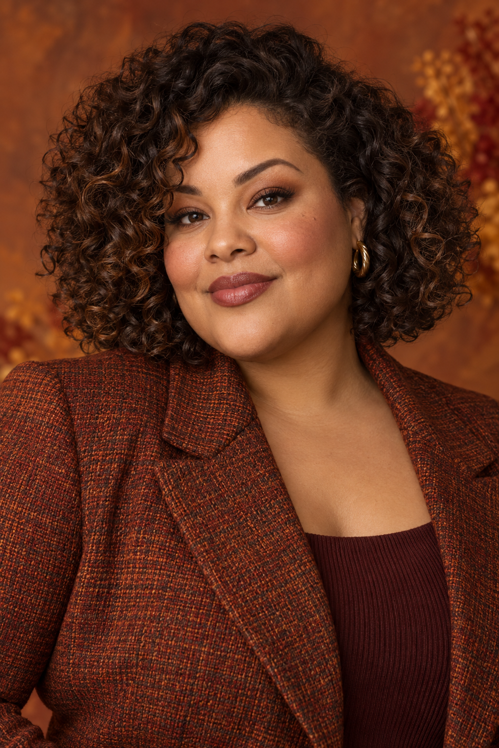 fall bob hairstyles for plus size women: voluminous curly bob