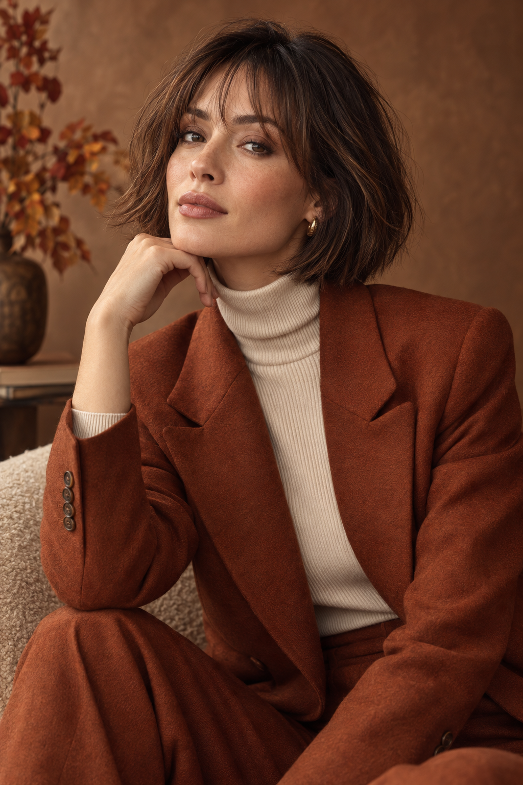 fall bob hairstyles for plus size women: bob with soft wispy bangs