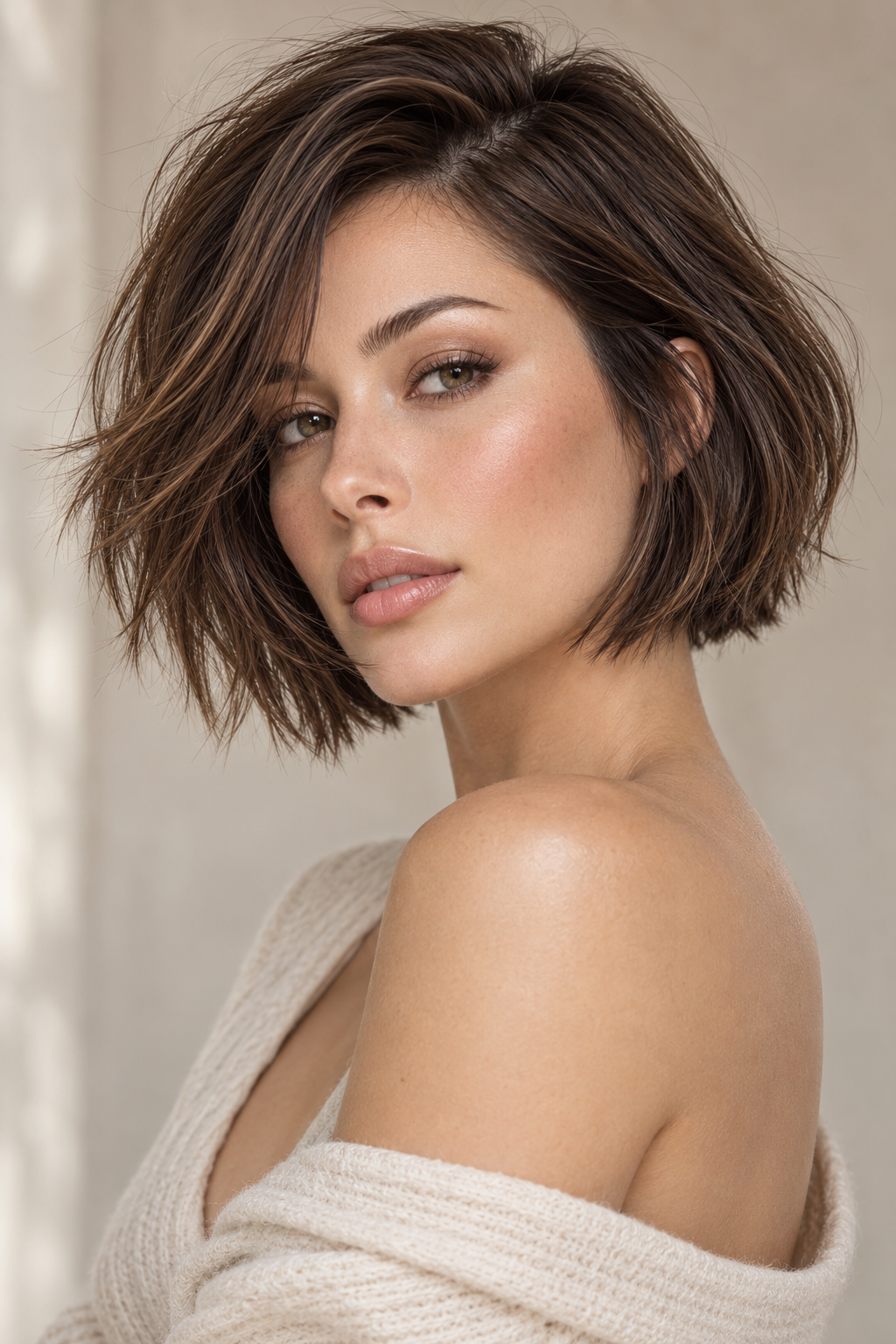 razor cut bob hairstyles: razor bob with side part