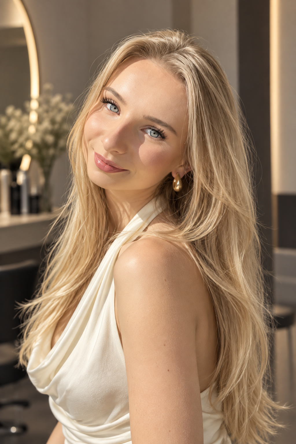 Soft Champagne Blonde for thin hair