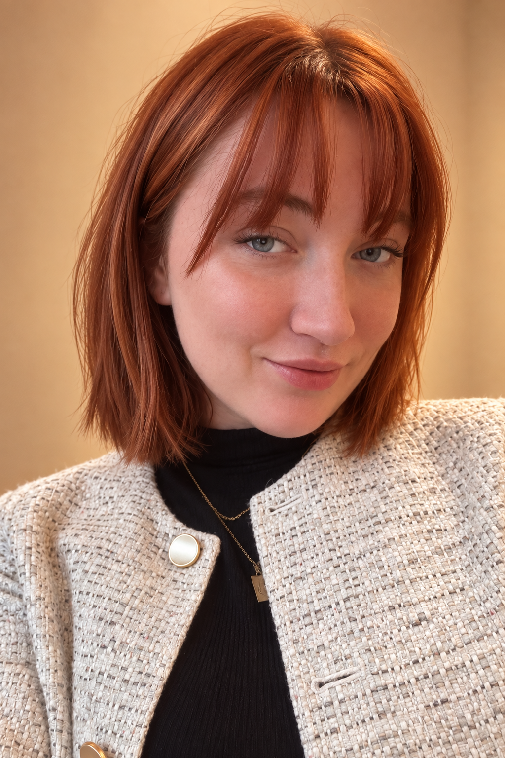 Cinnamon Copper Bob for thin hair