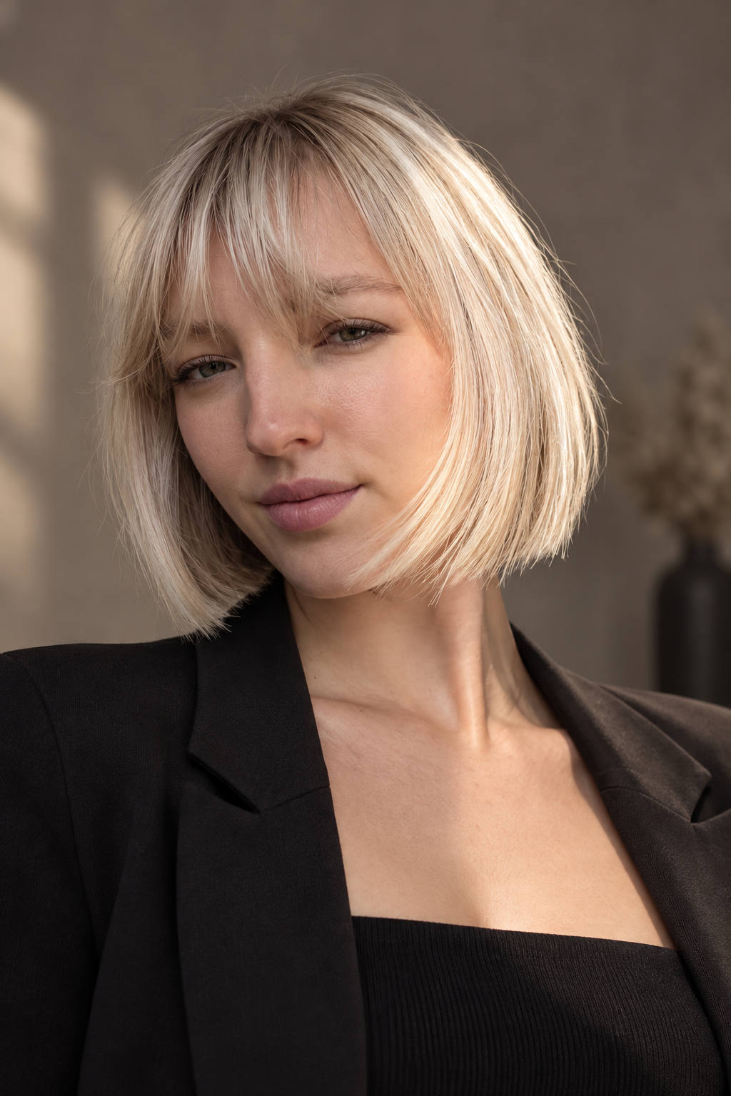 Icy Blonde French Bob for thin hair