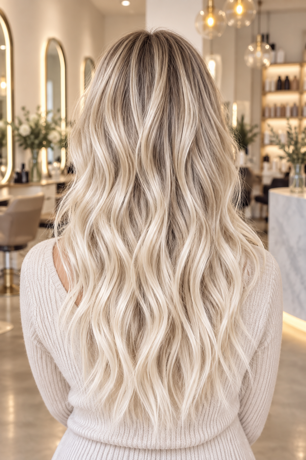 Bright Blonde with Shadow Roots for thin hair