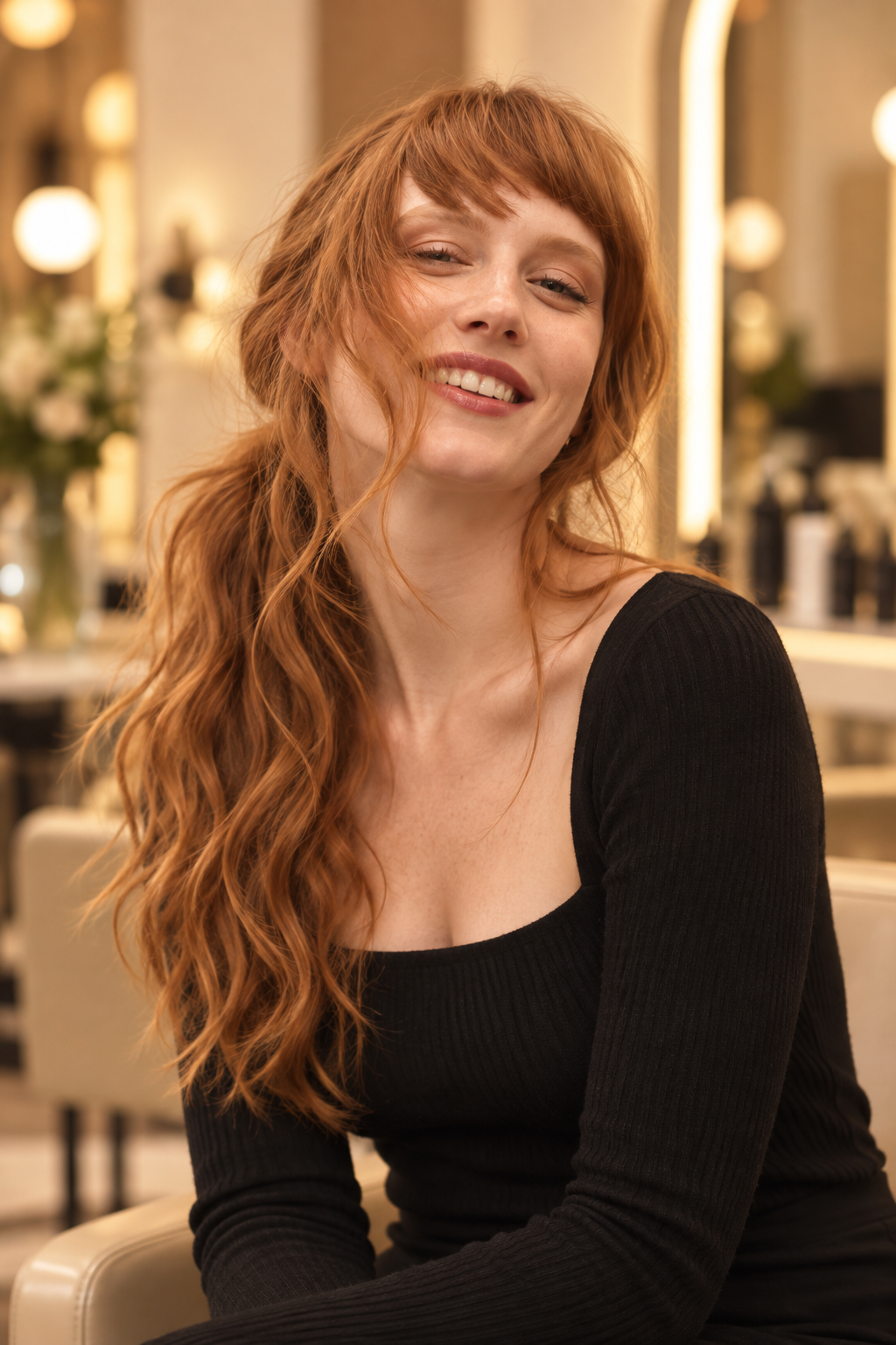 brownish ginger hair: effortless ponytail waves