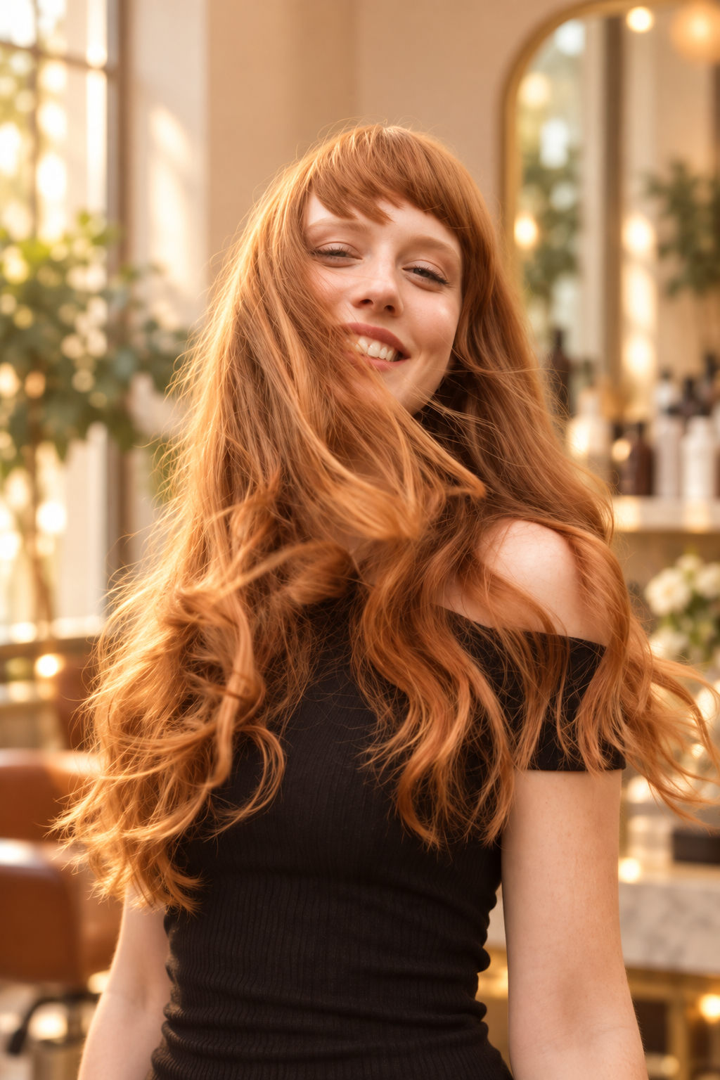 brownish ginger hair: soft layered ginger