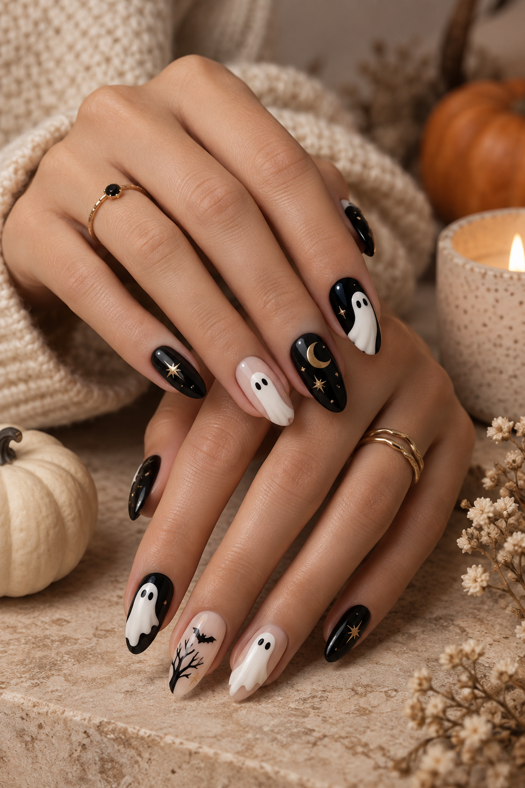 low lights for blonde hair: ghost and moon nails