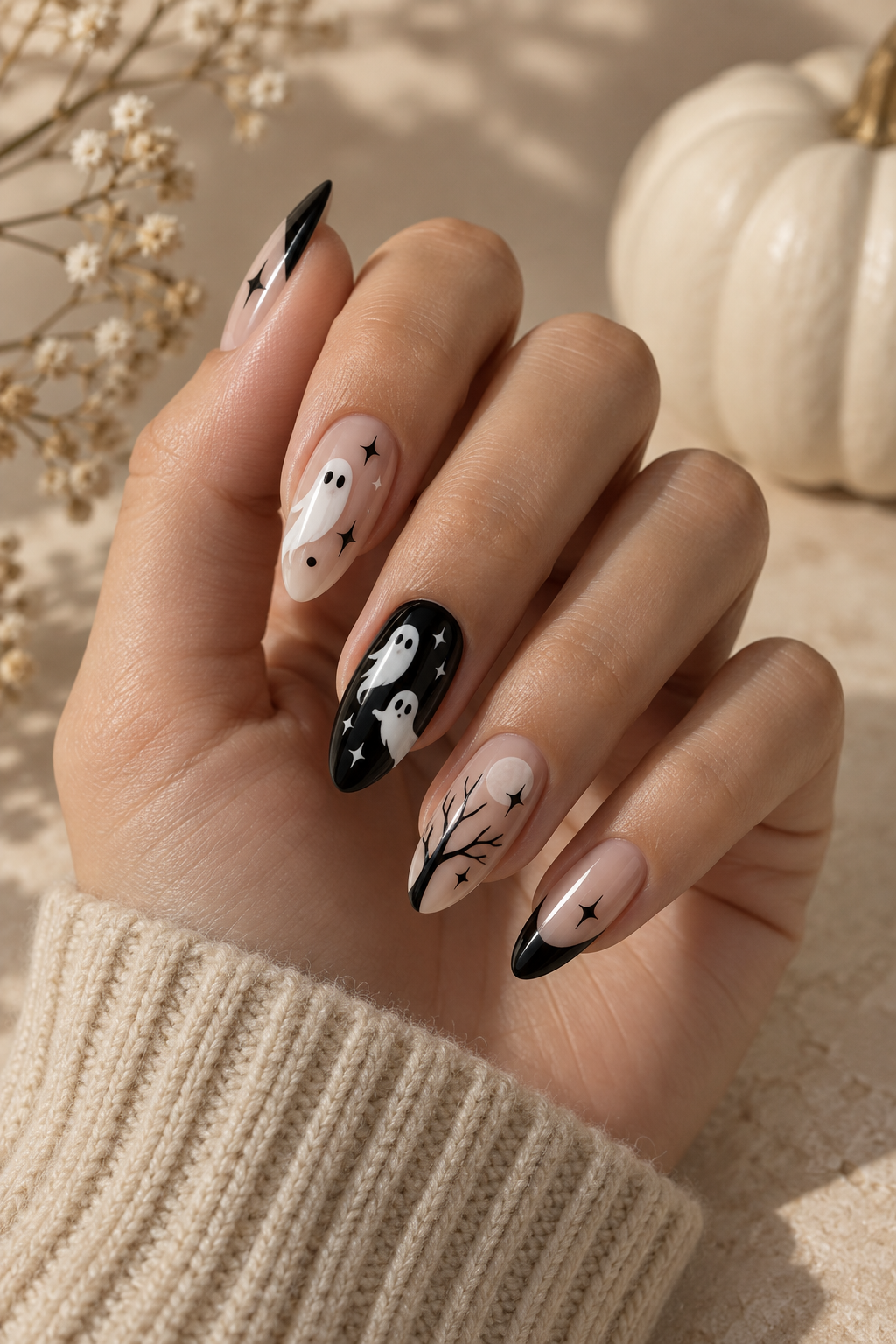 low lights for blonde hair: orange halloween ghosts