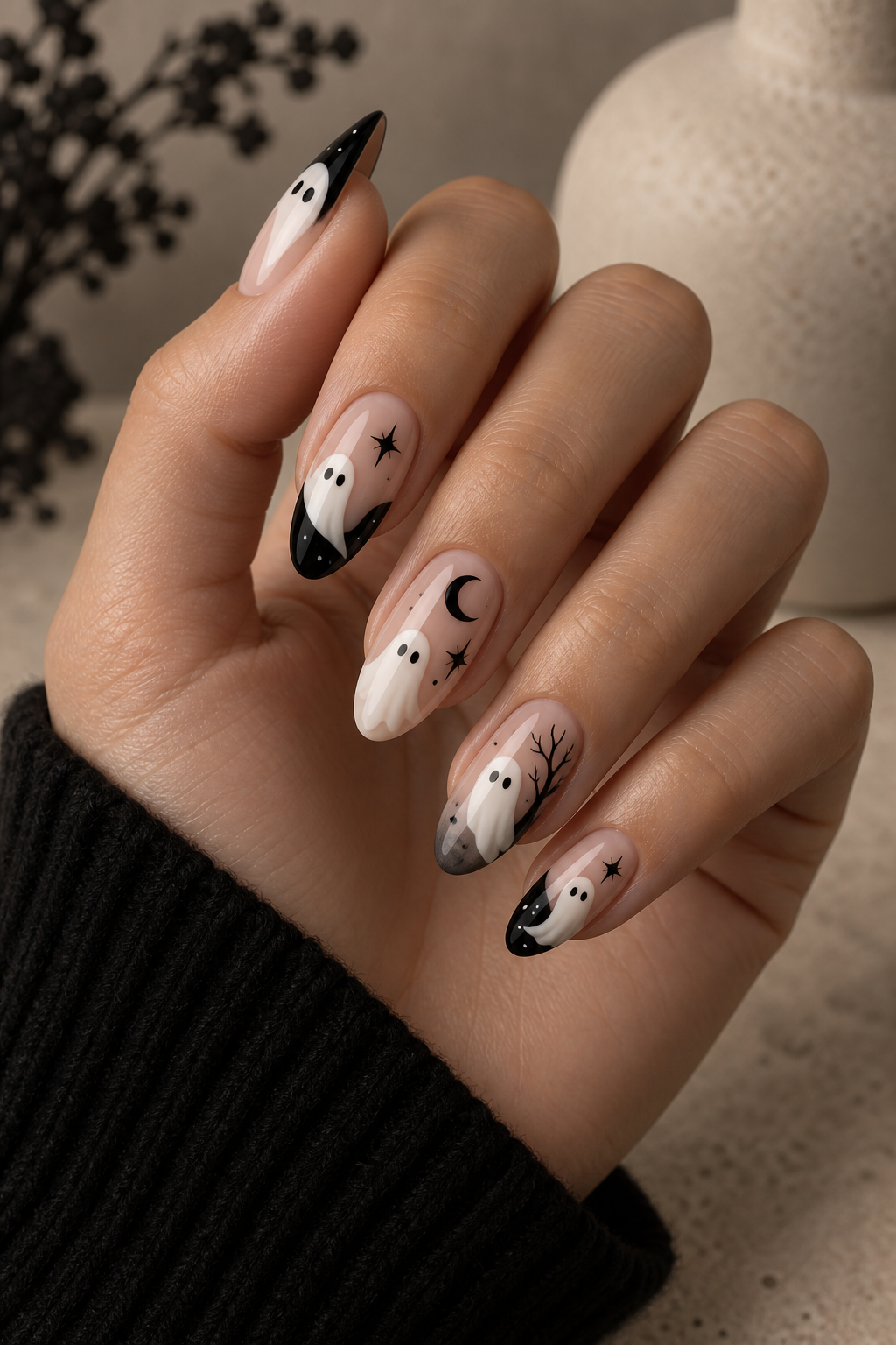 low lights for blonde hair: ghost confetti nails