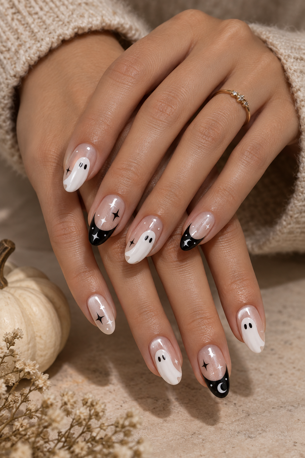 low lights for blonde hair: elegant ghost manicure