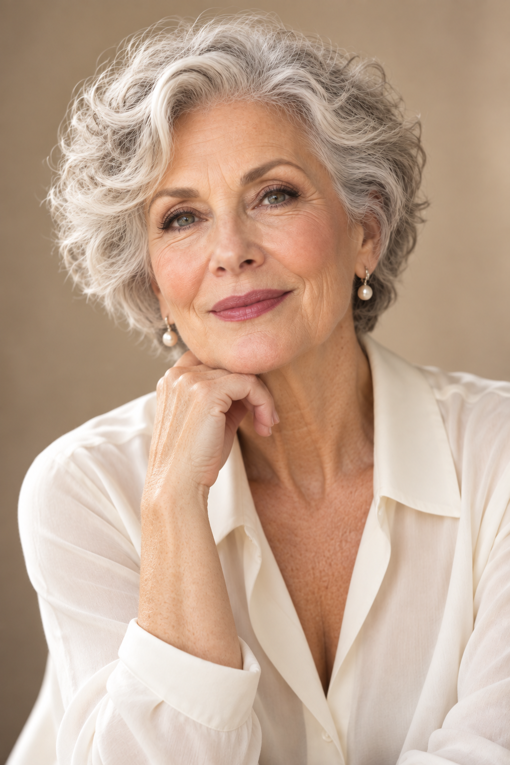 curly hair ideas for women over 70: rounded crop