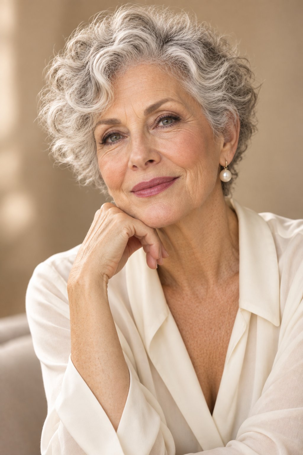 curly hair ideas for women over 70: curly pixie