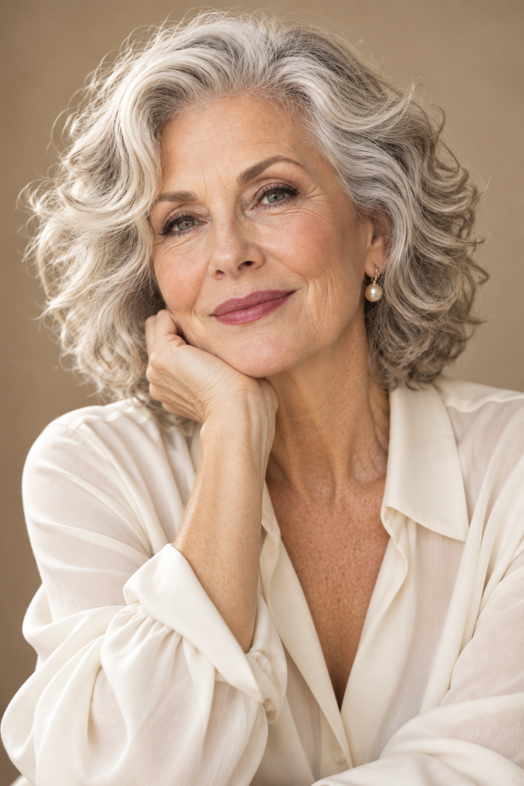 curly hair ideas for women over 70: gentle shag