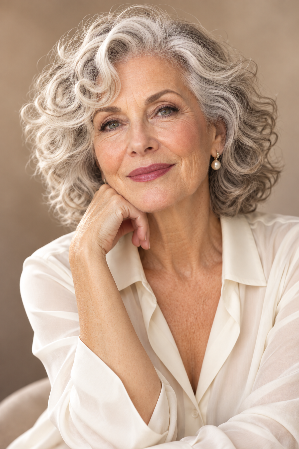 curly hair ideas for women over 70: curly bangs
