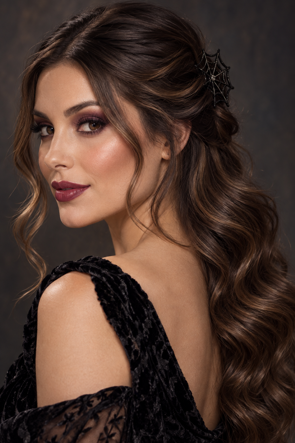 velvet bow half-up