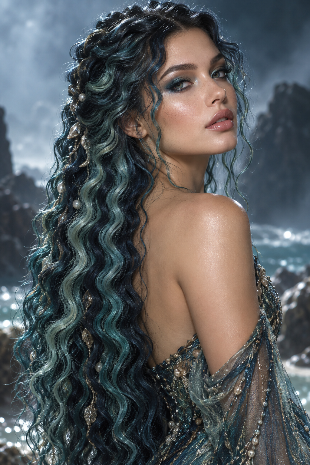 easy Halloween hairstyles: sea-witch crimps