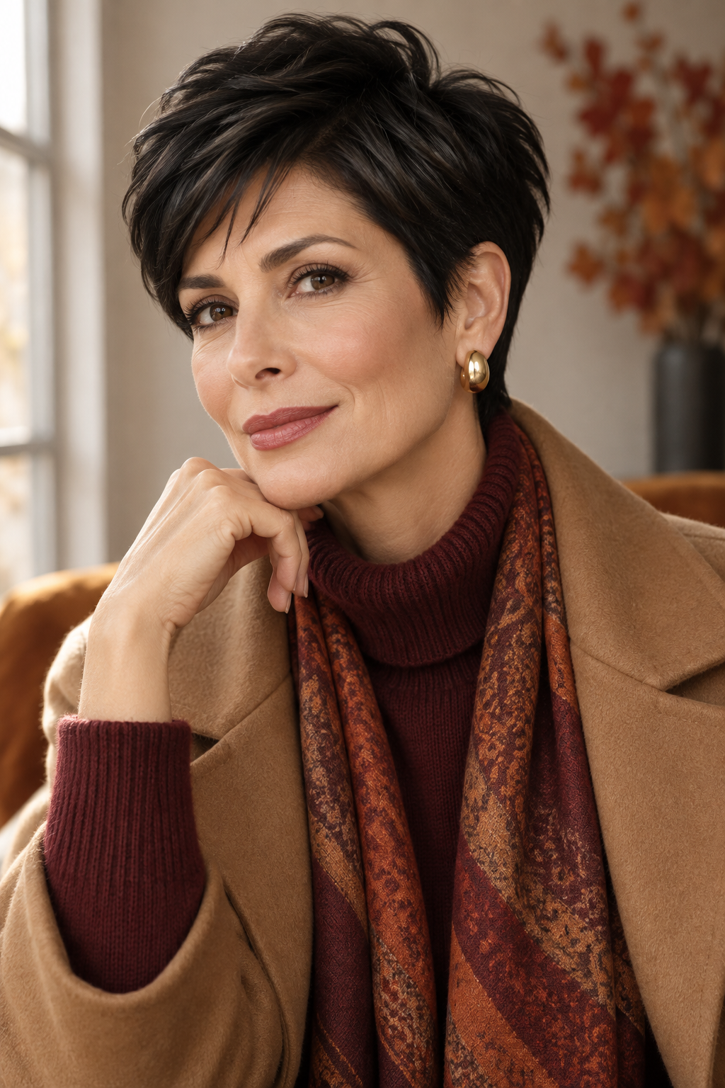 Polished jet black pixie