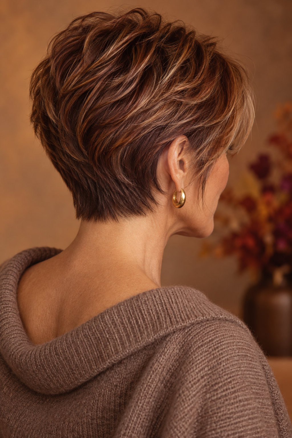 Curly fall pixie haircut for women over 50