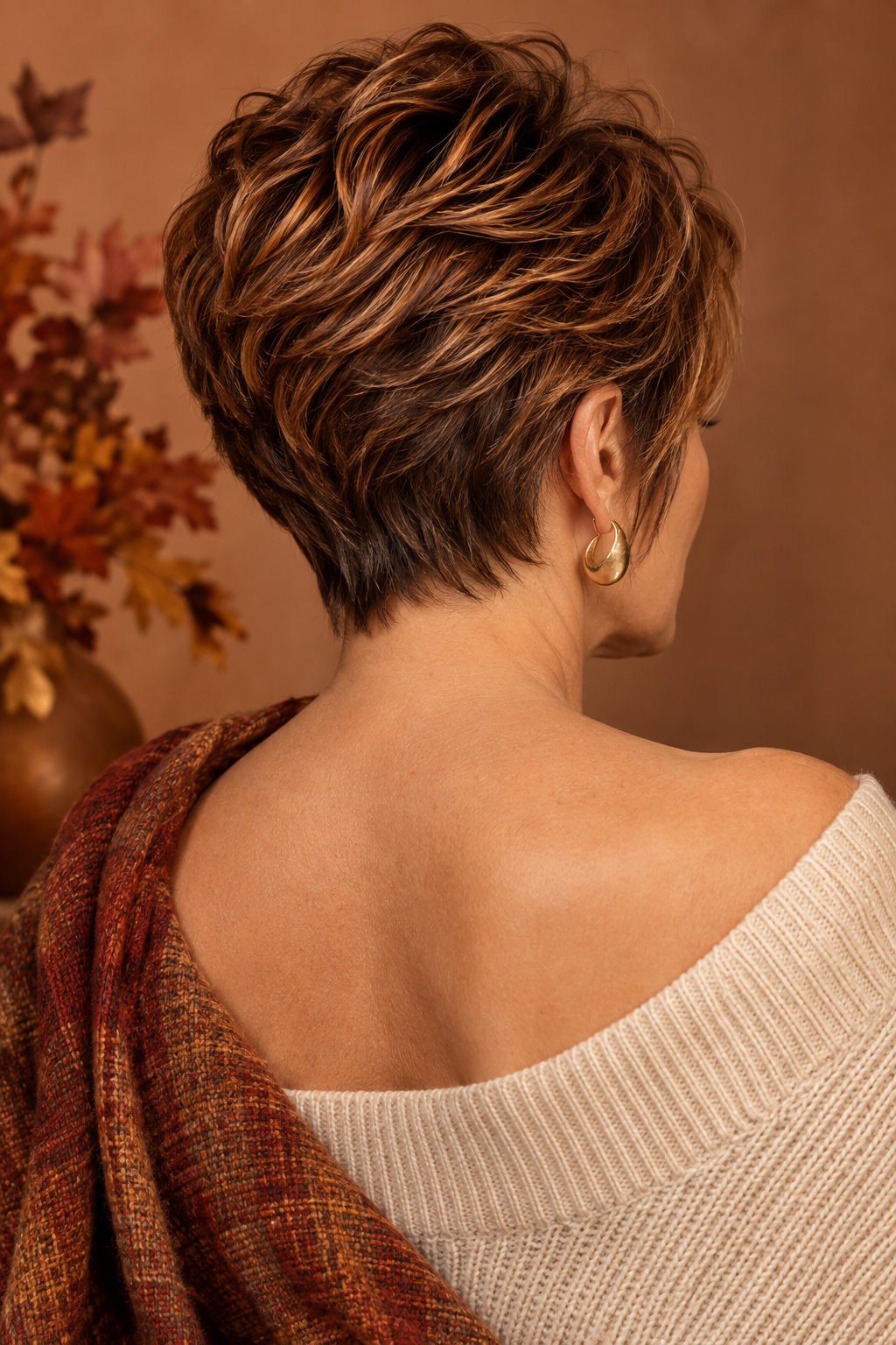 Deep brunette pixie haircut idea