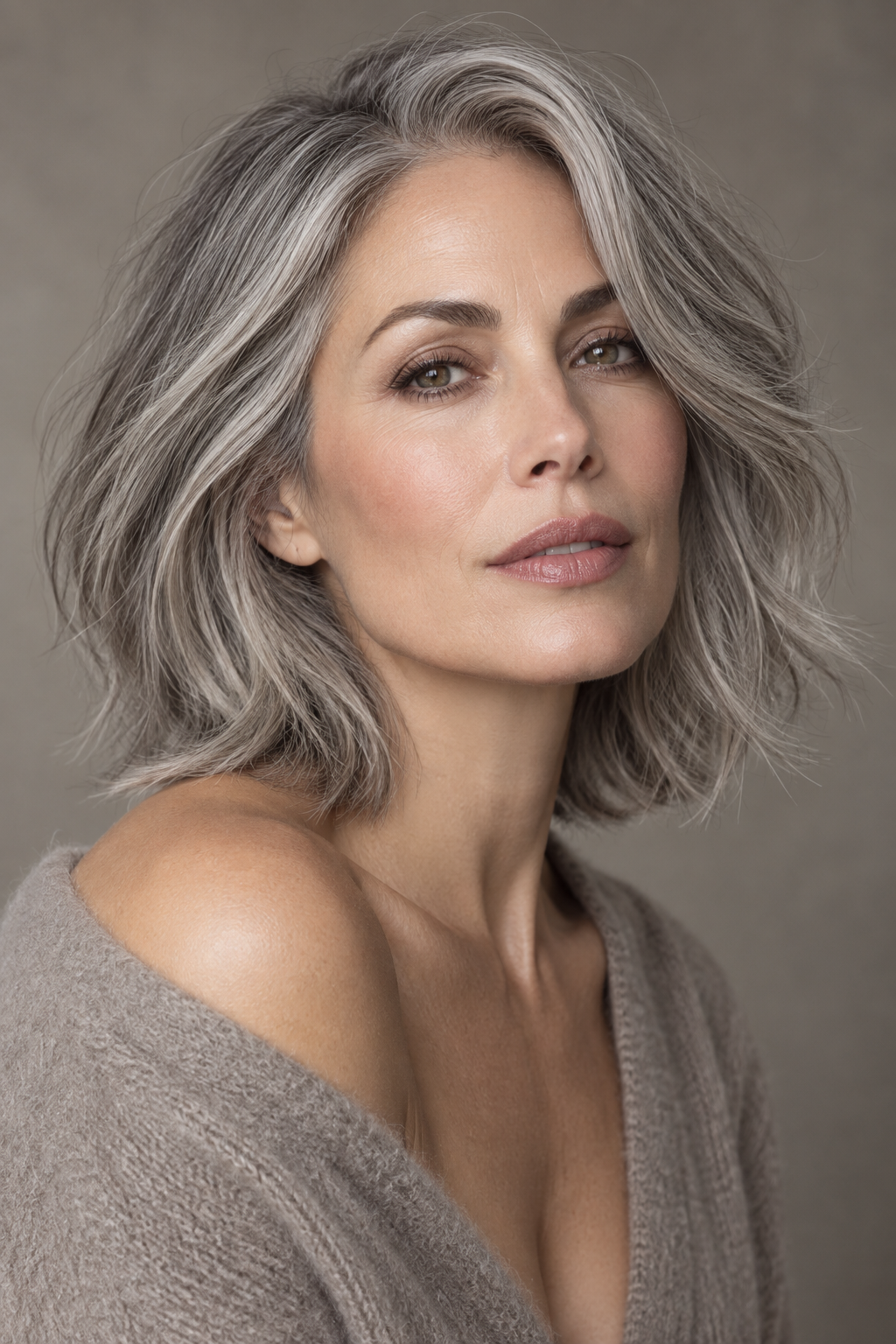 dreads hairstyles for women: layered gray lob