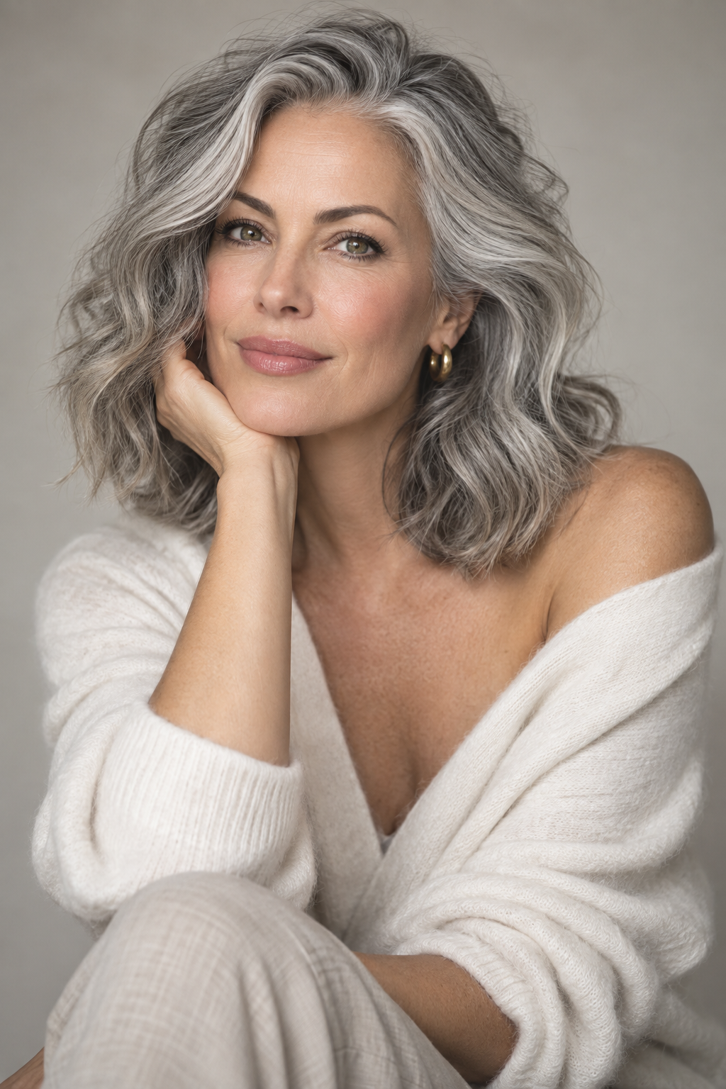 dreads hairstyles for women: wavy gray shoulder cut