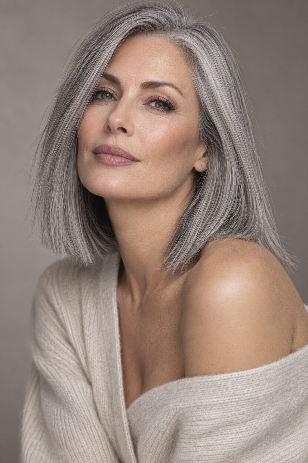 dreads hairstyles for women: straight gray shoulder cut