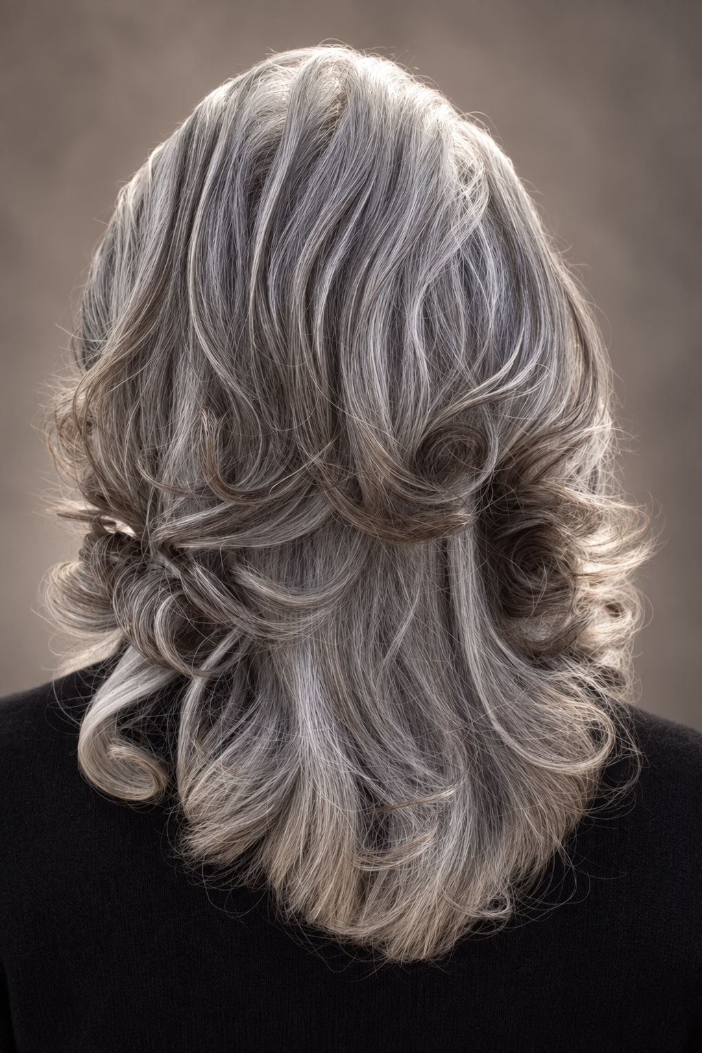 gray hair medium layers: textured gray mid-lengths