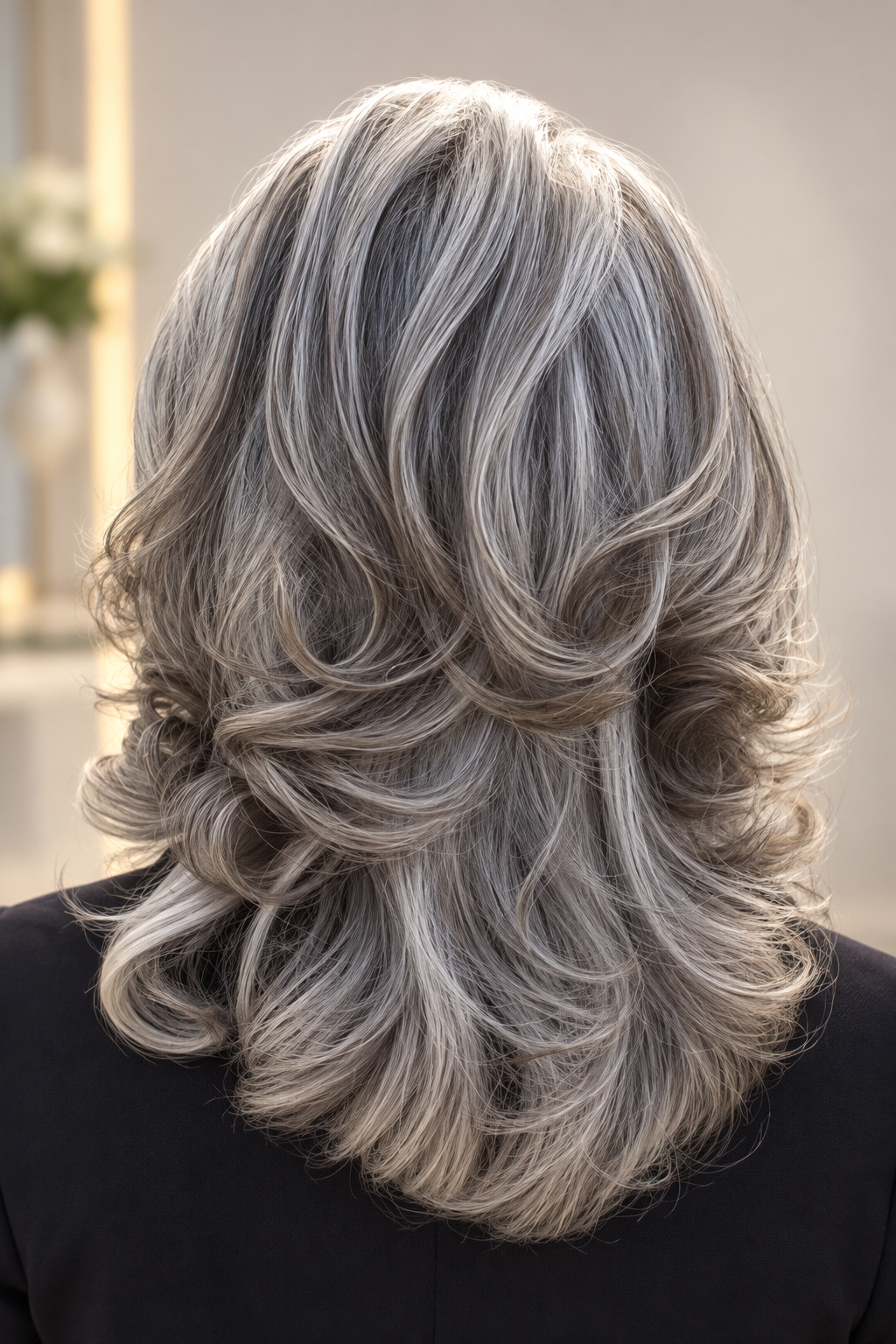 gray hair medium layers featured look