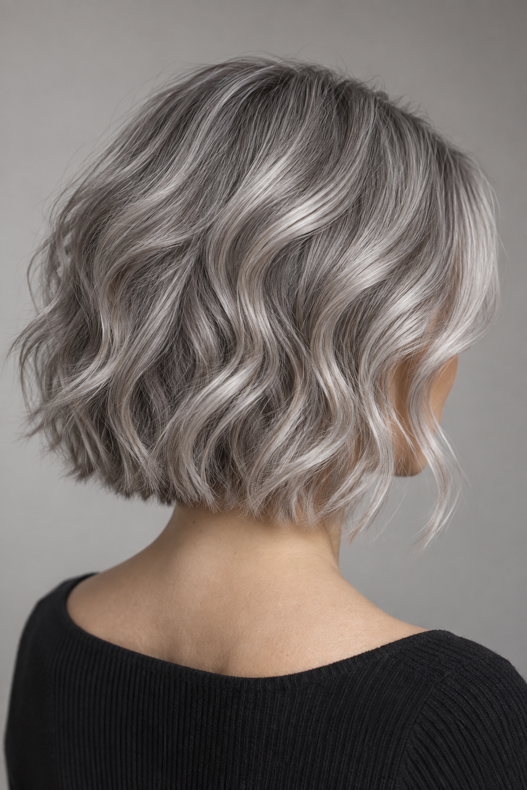 Gray wavy bob idea 1