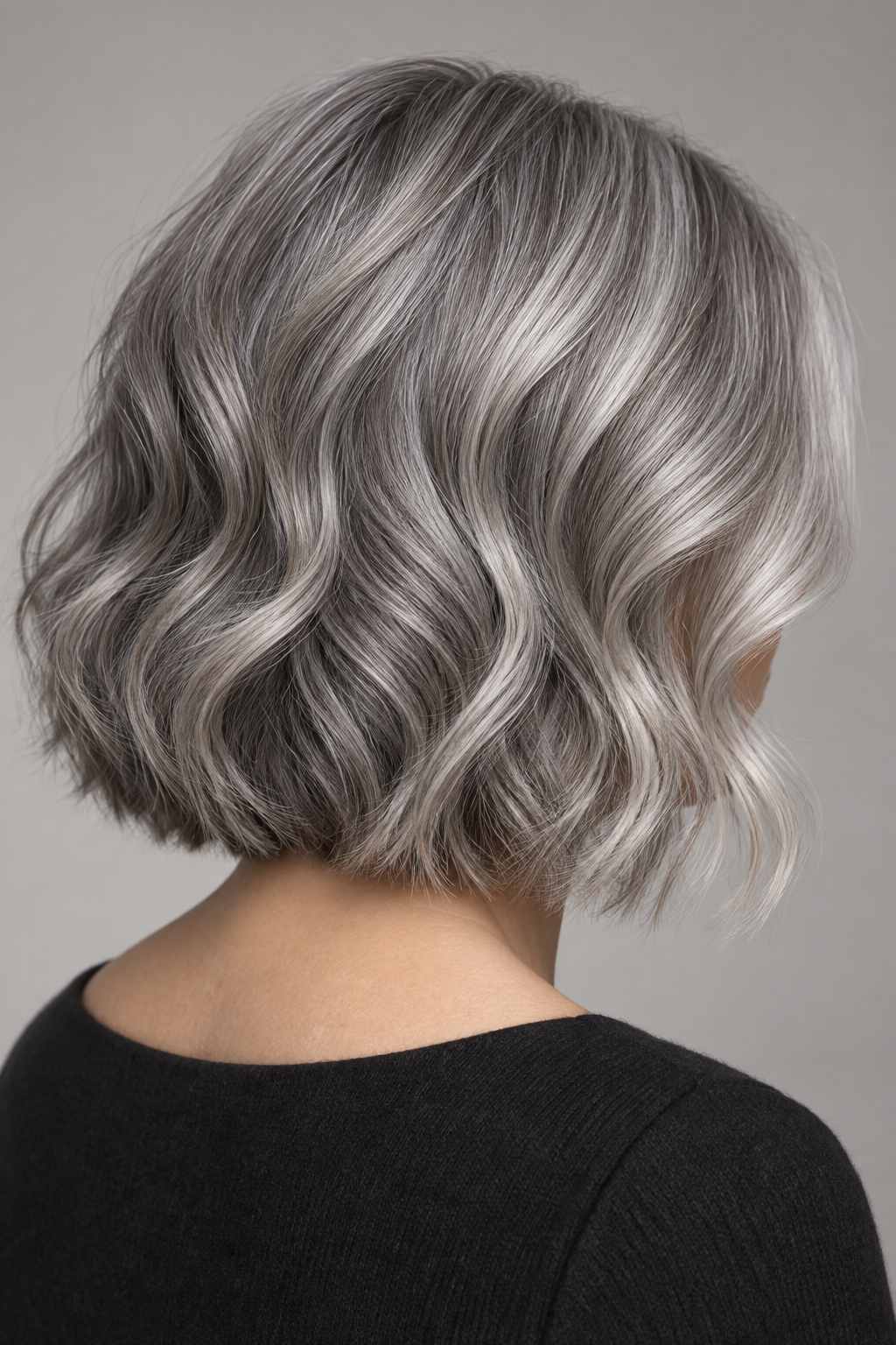Gray wavy bob idea 9