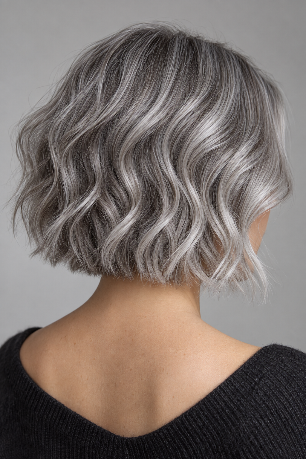 Gray wavy bob idea 10